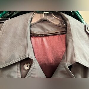 Taupe Trench Coat with Wine Red Lining